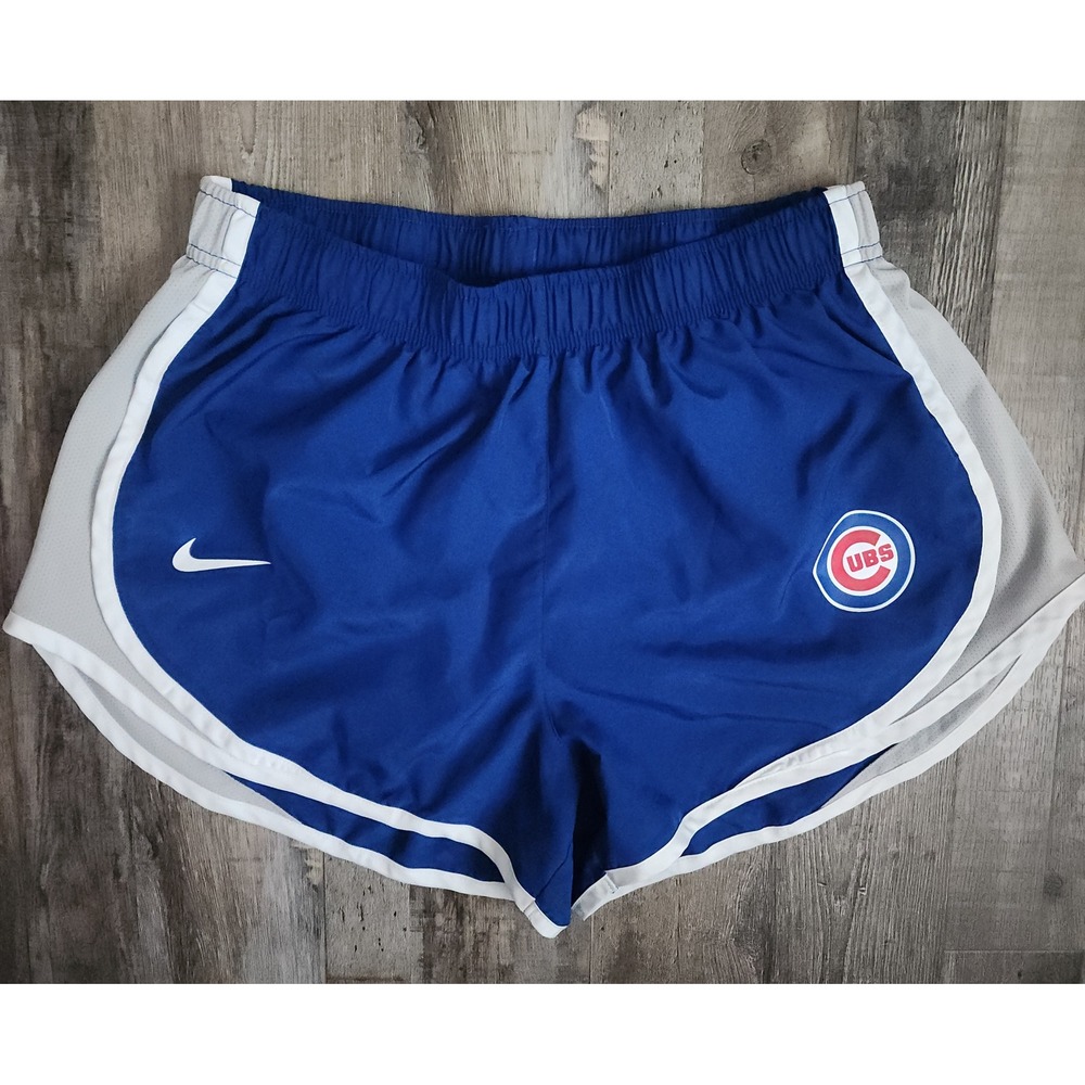 Nike Running Shorts Women Medium Blue Chicago Cubs MLB Dri-FIT Mesh Trim Logo